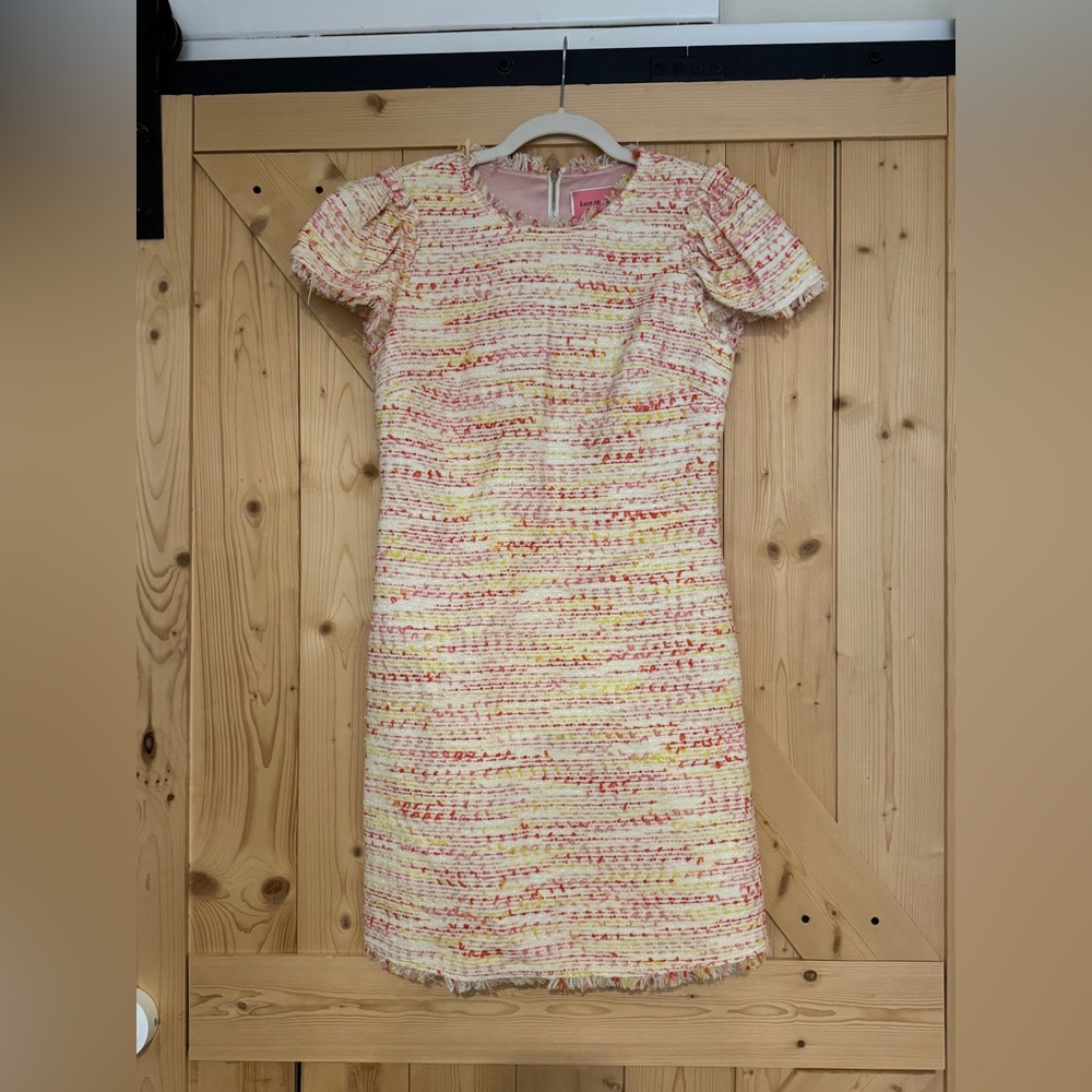 Kate Spade Pink and Yellow Tweed Mini Dress